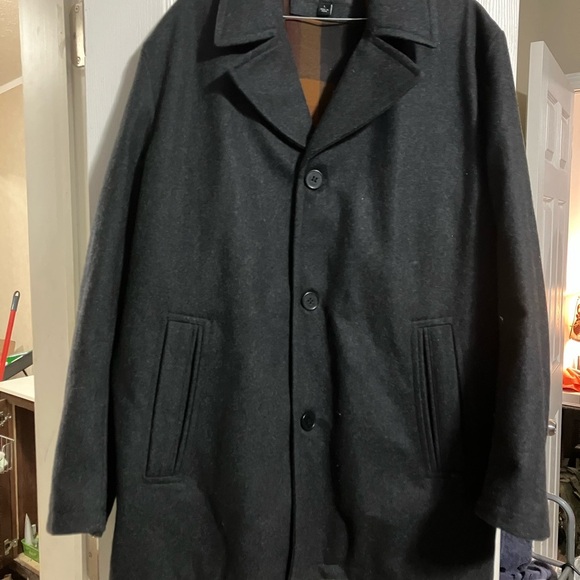 London Fog Black Pea Coat Wool Blend Tailored